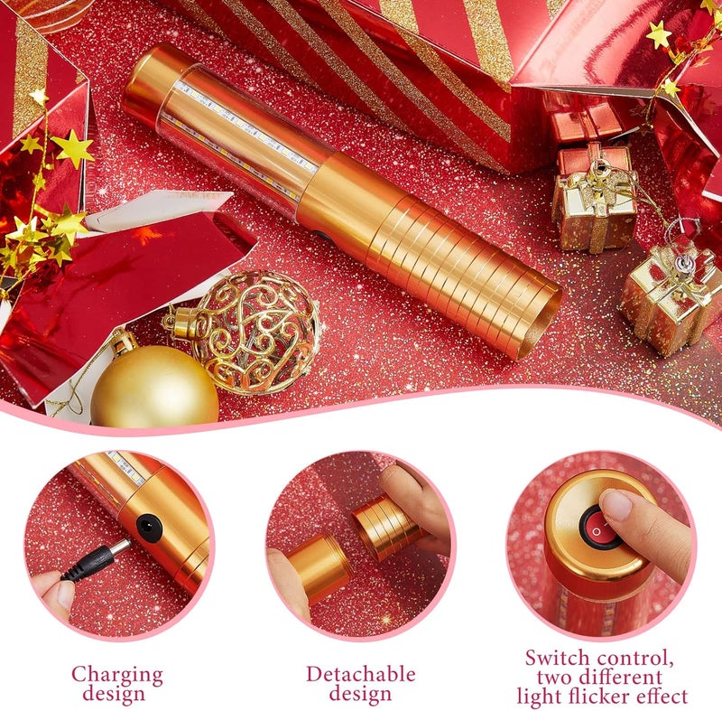 Civaner 2 Pcs LED Bottle Service Lights Strobe Bottle Girl Lights Baton Reusable Rechargeable Service LED Champagne for Bar Club Birthday Weddings Parties(Gold, White Light) - Image 5